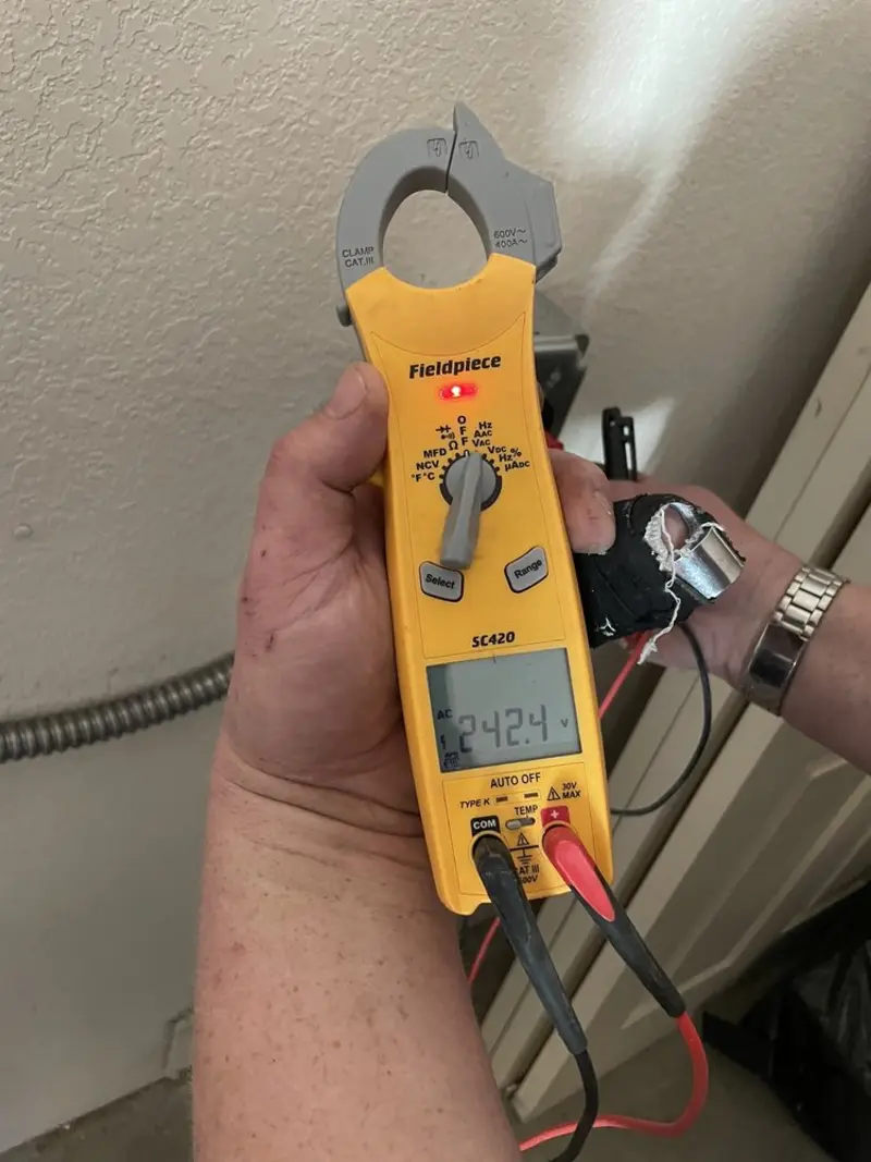 Voltage testing with clamp meter during Generator Installation in Atascadero